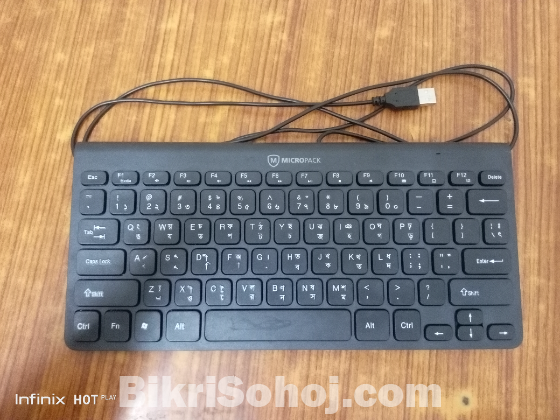 Micropack k2208 block USB mini keyboard with Bangla.